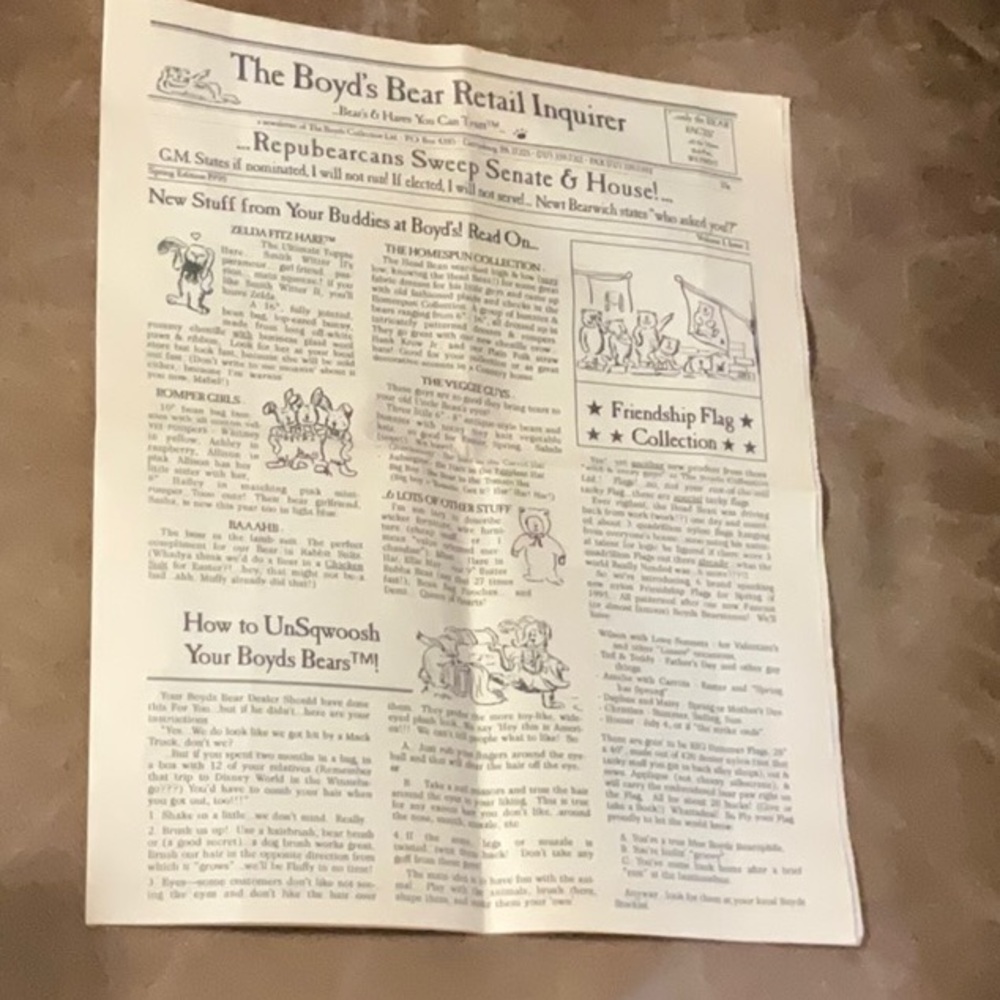 Boyd's Bear Retail Inquirer Newspaper Volume 1 Issue 2 January 1 1995 Ephemera